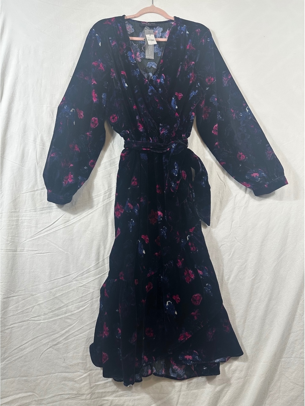 Lane Bryant black floral velvet dress